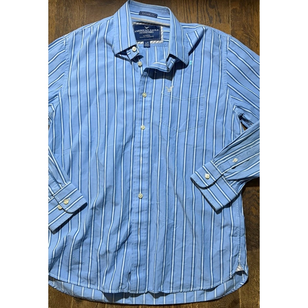 American Eagle Outfitters Mens Vintage Fit Button Down Shirt  L Classic Striped